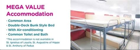 2GO different types of accommodation; .